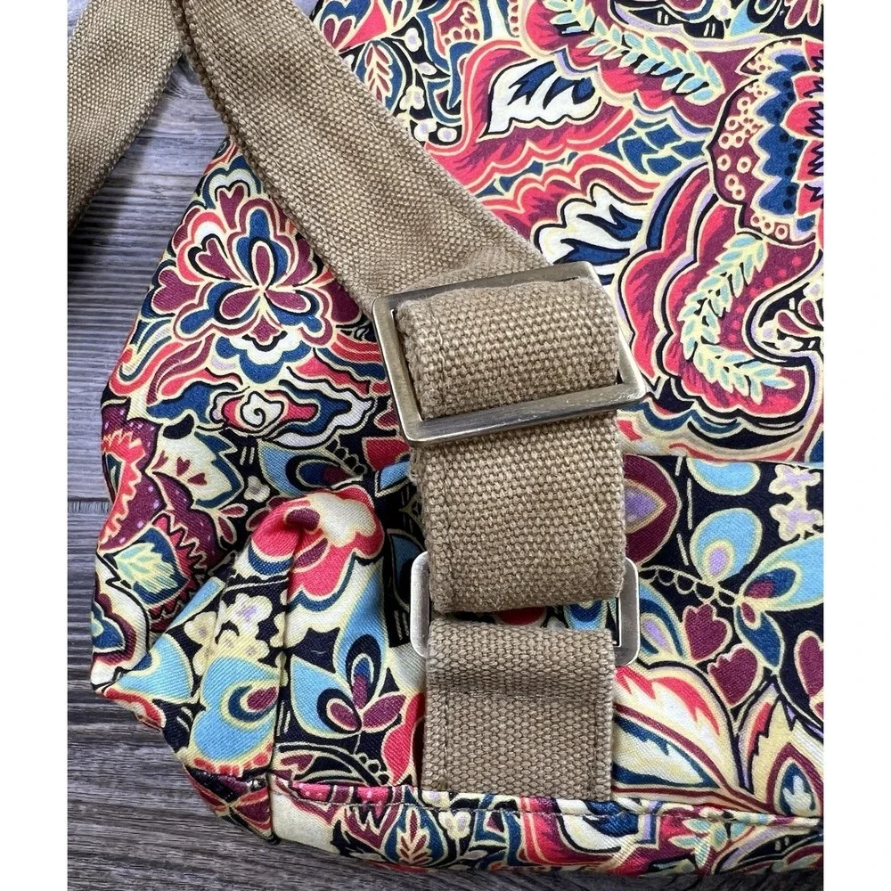 Black Butterfly Bohemian Style Canvas‎ Sling Backpack Multicolor Paisley Floral
